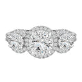 JeenMata 2.25 Carat Round Brilliant Cut Moissanite - Three Stone Engagement Rings in 18K White Gold Plating for Women