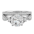 JeenMata 2.5 Carat Round Brilliant Cut Moissanite - Infinity Bridal Ring Set in 18K White Gold Plating for Women