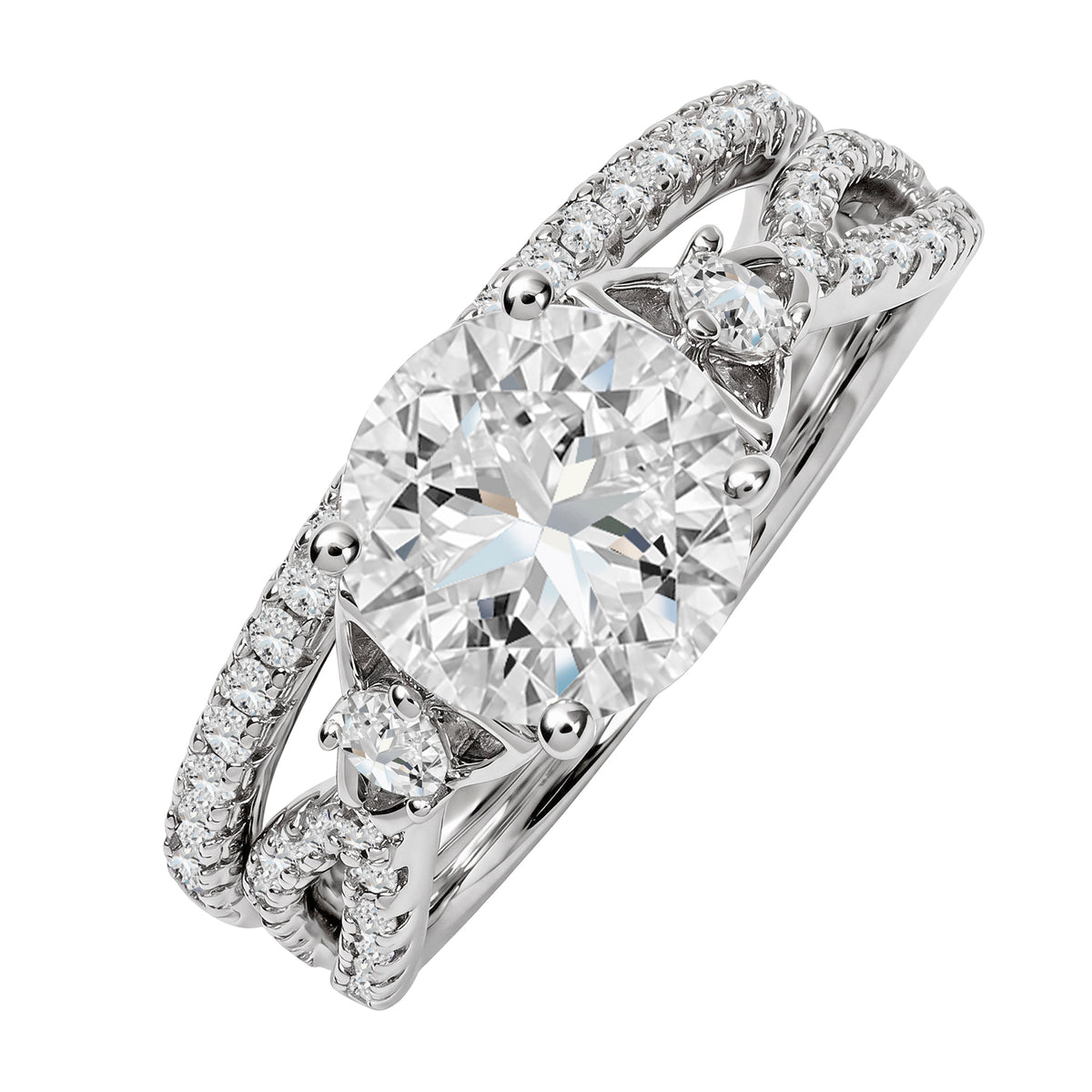 JeenMata 2.5 Carat Round Brilliant Cut Moissanite - Infinity Bridal Ring Set in 18K White Gold Plating for Women