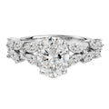 JeenMata 3.25 Carat Oval Cut Moissanite Vintage Style Leaf Vine Engagement Ring in 18K White Gold Plated for Women