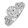 JeenMata 2 Carat Oval Cut Lab Grown Diamond - Engagement Rings in 18K White Gold Plating for Women