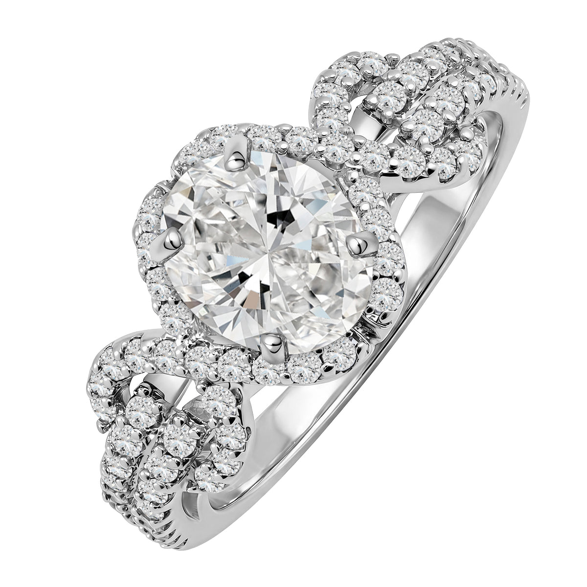 JeenMata 2 Carat Oval Cut Lab Grown Diamond - Engagement Rings in 18K White Gold Plating for Women