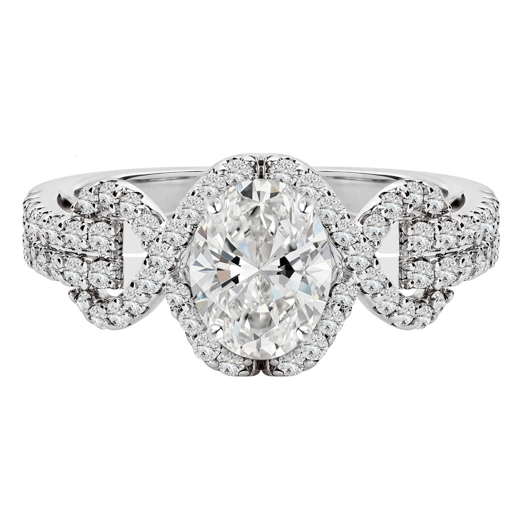 JeenMata 2 Carat Oval Cut Lab Grown Diamond - Engagement Rings in 18K White Gold Plating for Women