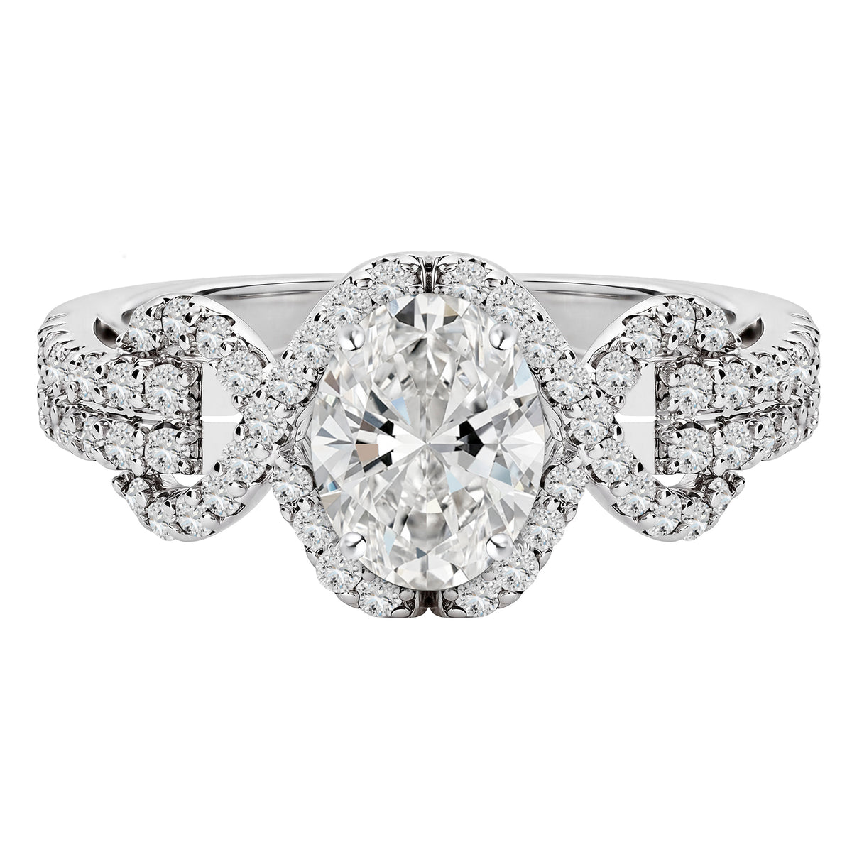 JeenMata 2 Carat Oval Cut Lab Grown Diamond - Engagement Rings in 18K White Gold Plating for Women