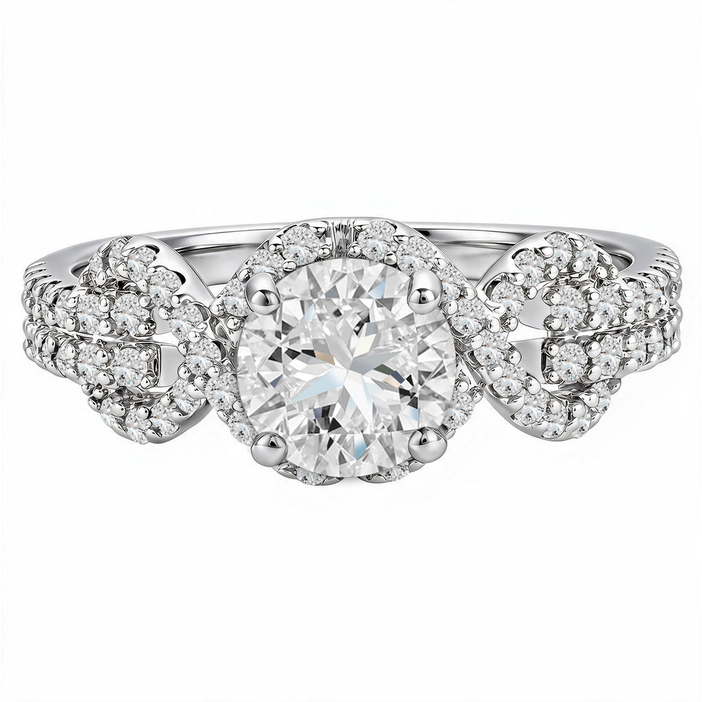 JeenMata 2 Carat Round Brilliant Cut Lab Grown Diamond - Engagement Rings in 18K White Gold Plating for Women