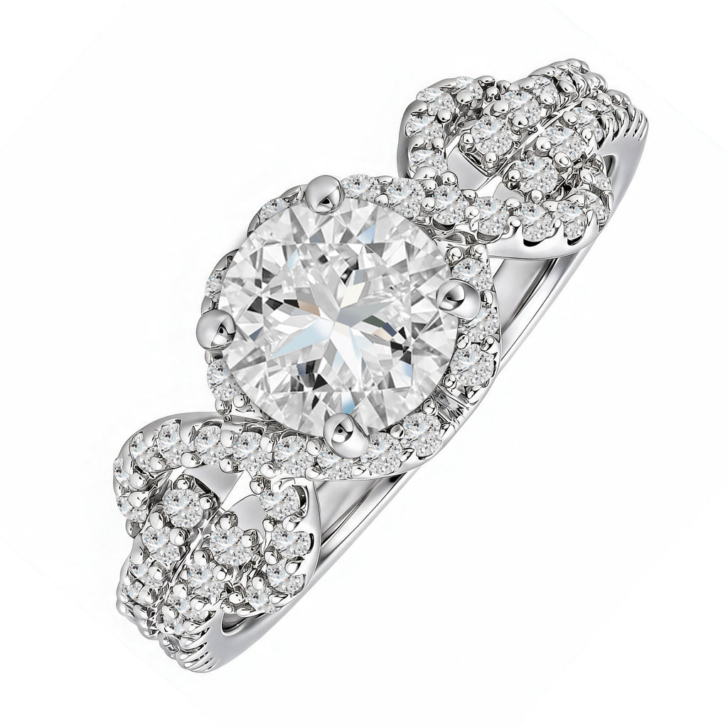 JeenMata 2 Carat Round Brilliant Cut Lab Grown Diamond - Engagement Rings in 18K White Gold Plating for Women