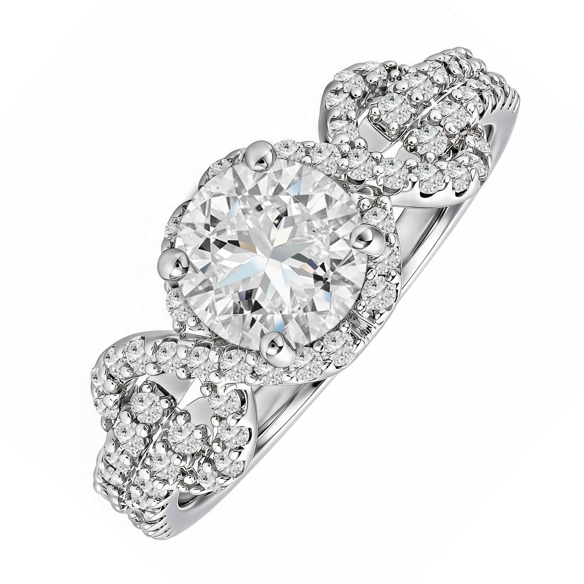 JeenMata 2 Carat Round Brilliant Cut Lab Grown Diamond - Engagement Rings in 18K White Gold Plating for Women