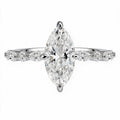 JeenMata 2.50 Carat Marquise Cut Moissanite Engagement Ring for Her, Solitaire Marquise Ring with Round & Marquise Side Stones in 18K White Gold Plating for Women