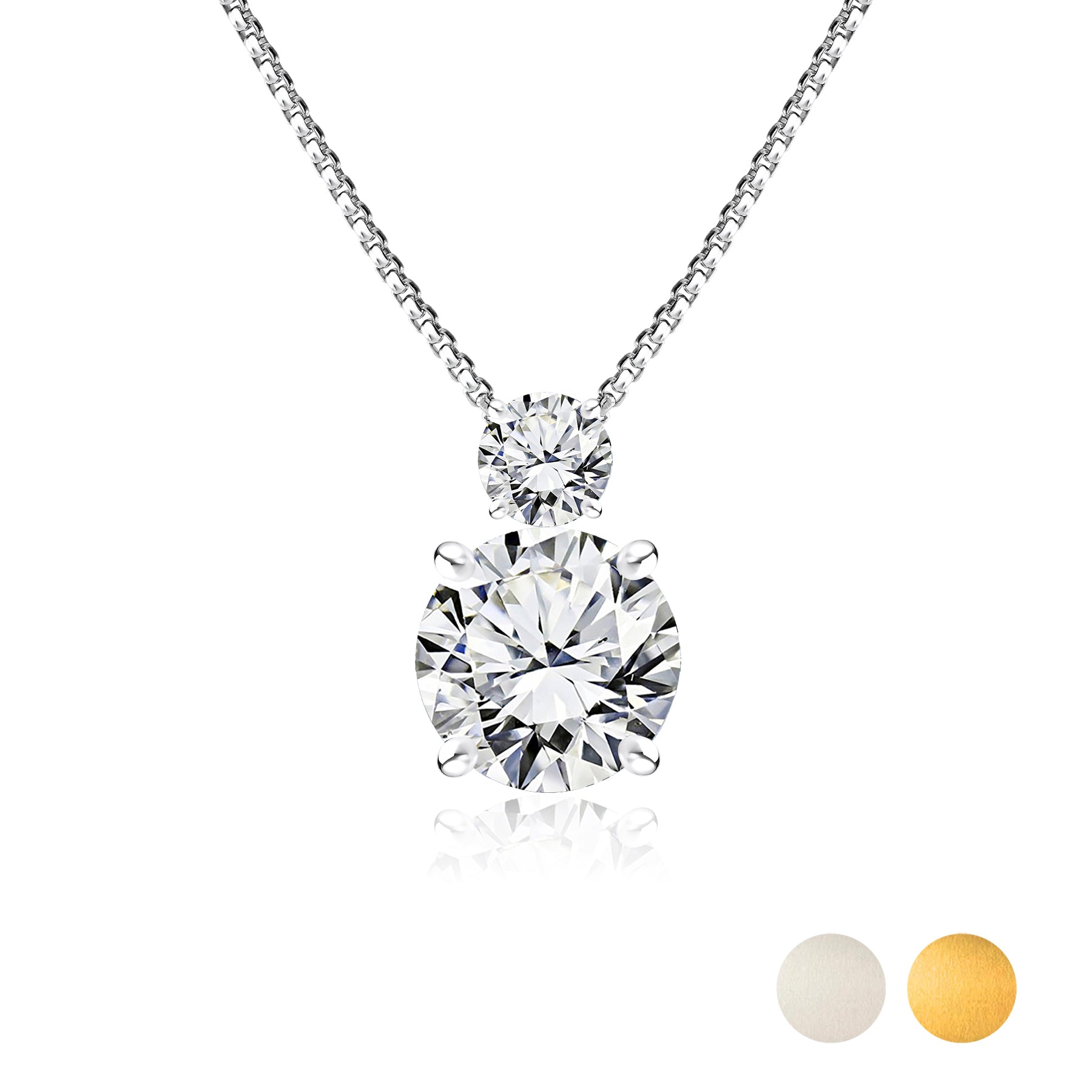 2 Carat April Birthstone Necklace - with Crystal Made with Swarovski - Dangling Round Cut Necklace Pendant in White Gold Plating