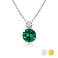 2 Carat May Birthstone Necklace - with Crystal Made with Swarovski - Dangling Round Cut Necklace Pendant in White Gold Plating