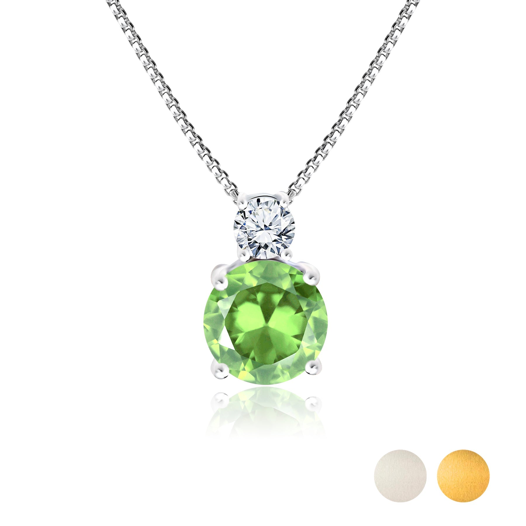 2 Carat August Birthstone Necklace - with Crystal Made with Swarovski - Dangling Round Cut Necklace Pendant in White Gold Plating