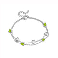 JeenMata 3 Carat August Birthstone Heart Bracelet - Double Heart Bracelet in 18K White Gold Plating for Women