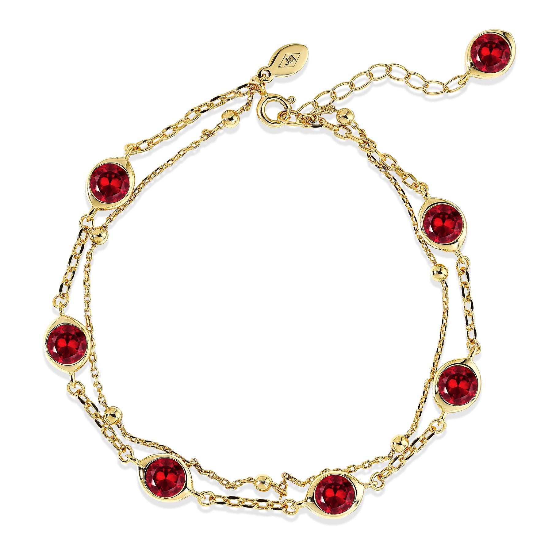 3.5 Carat January Birthstone Double Layer Bracelet - with Crystal Made with Swarovski - in Yellow Gold Plating