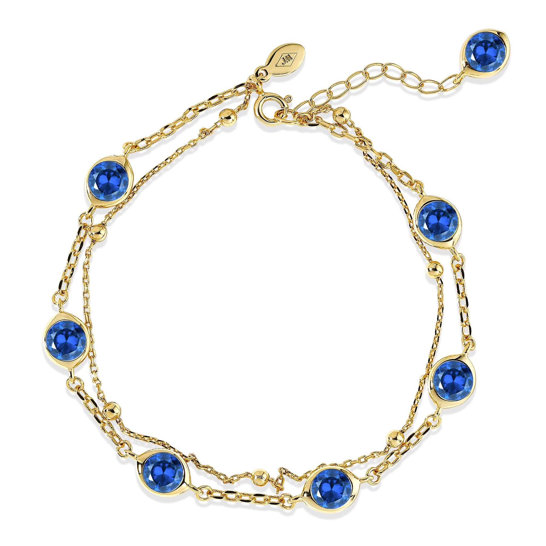 3.5 Carat September Birthstone Double Layer Bracelet - with Crystal Made with Swarovski - in Yellow Gold Plating