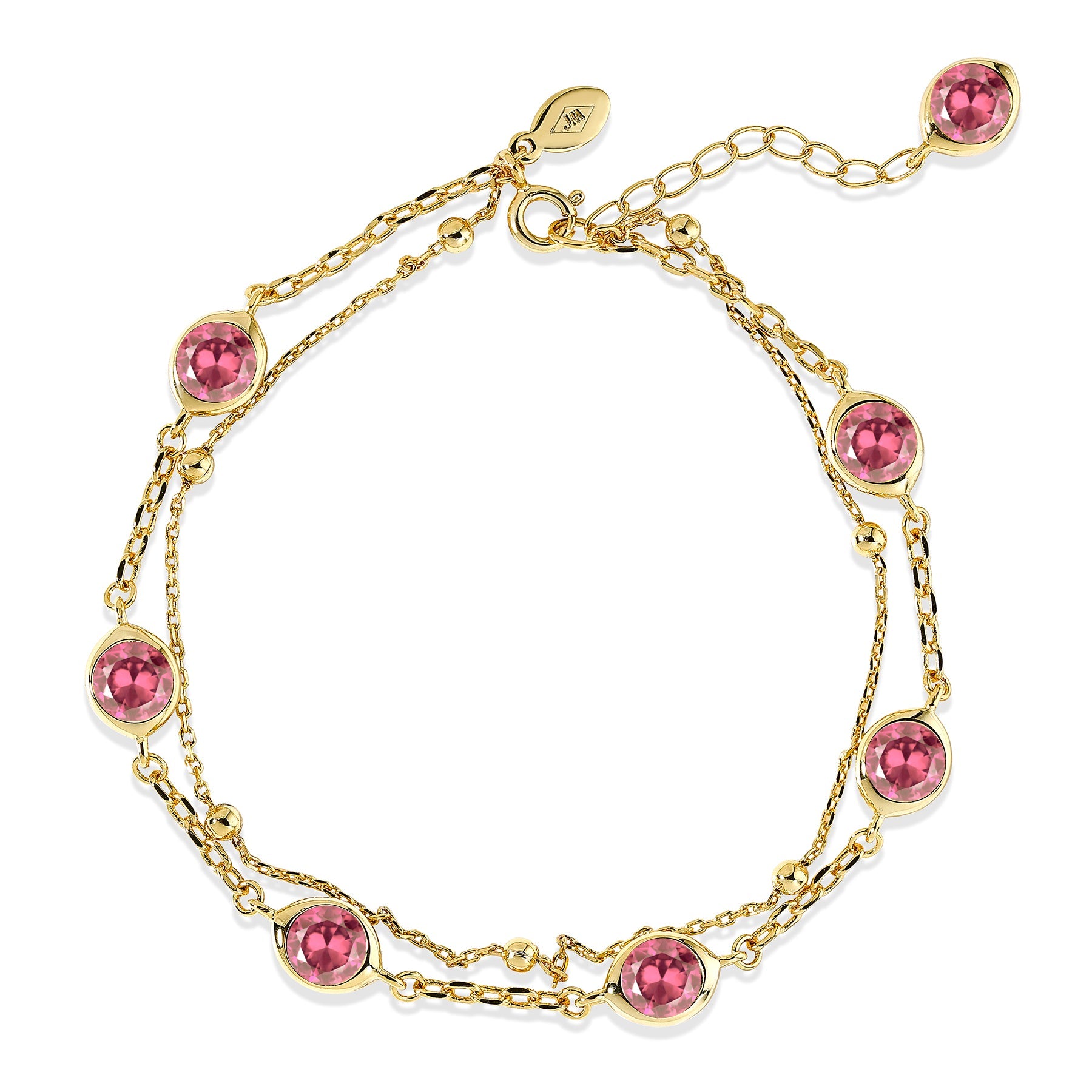 3.5 Carat October Birthstone Double Layer Bracelet - with Crystal Made with Swarovski - in Yellow Gold Plating