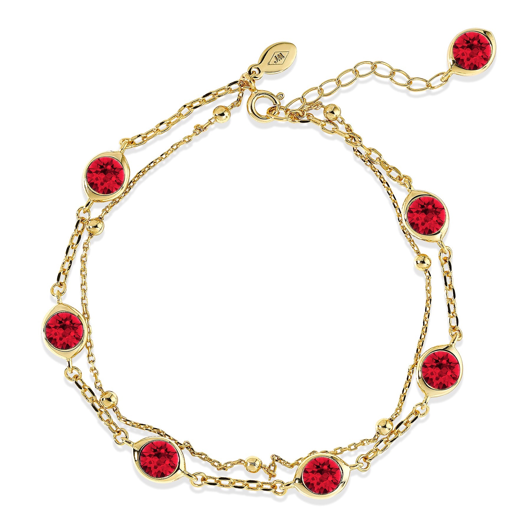 3.5 Carat July Birthstone Double Layer Bracelet - with Crystal Made with Swarovski - in Yellow Gold Plating