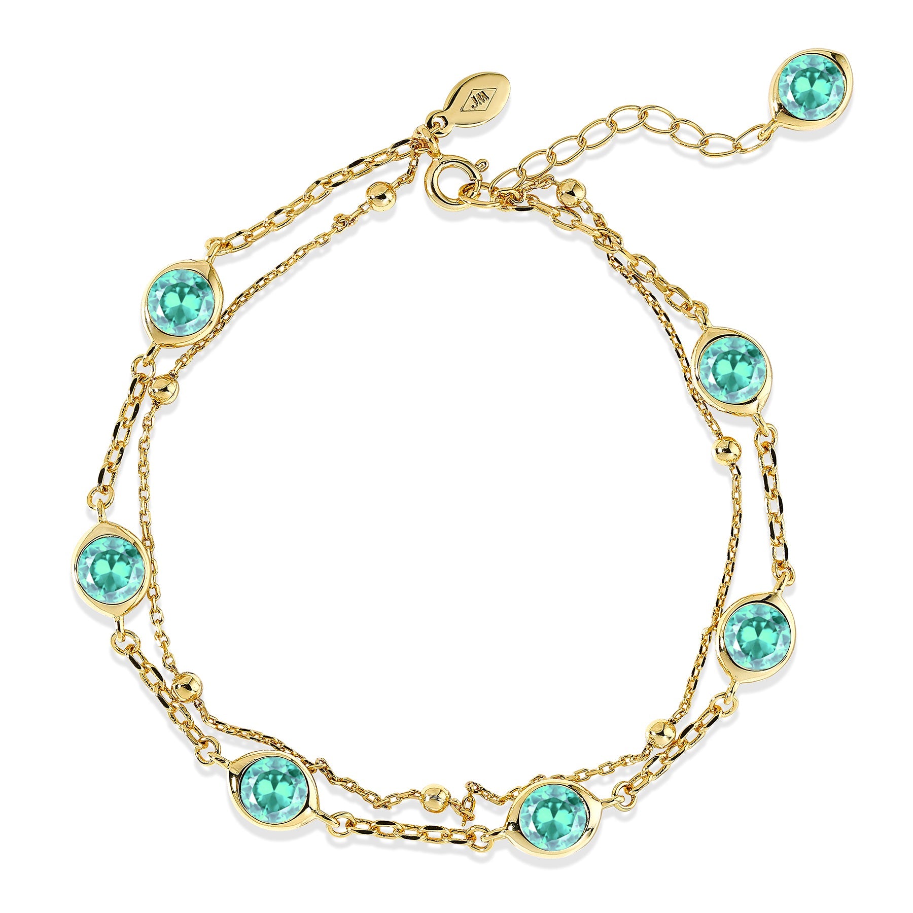 3.5 Carat December Birthstone Double Layer Bracelet - with Crystal Made with Swarovski - in Yellow Gold Plating