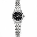 JeenMata Women's Silver & Black Watch - Black Dial with Crystal Markers, Silver Stainless Steel Link Bracelet, Water Resistant Quartz Watch