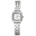 JeenMata Women's Monochrome Silver Watch - White Cushion Dial, Silver Stainless Steel Open-Link Bracelet, Water Resistant Dress Watch