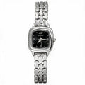 JeenMata Women's Silver & Black Dress Watch - Black Cushion Dial, Silver Stainless Steel Bracelet, Water Resistant Quartz Watch