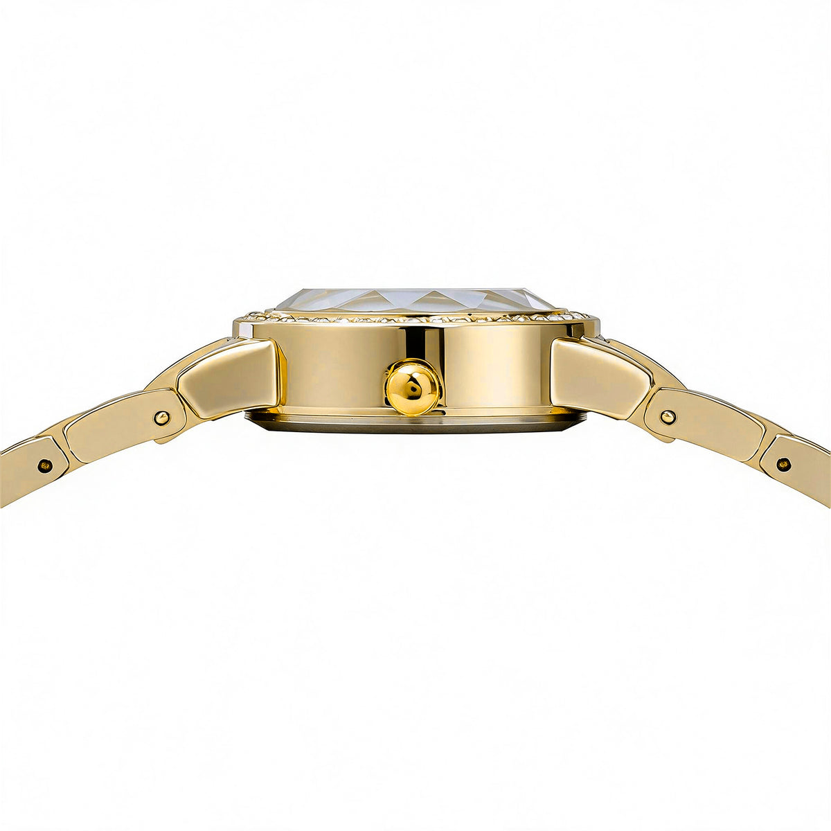 JeenMata Women's Gold & Black Dress Watch - Rhinestone Accent Bezel & Band, Black Dial, Water Resistant Stainless Steel Watch