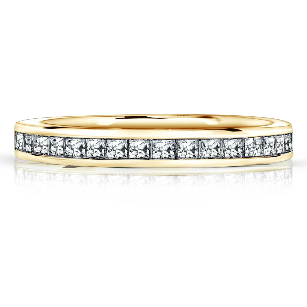 JeenMata 0.25 Carat Princess Cut April Birthstone Wedding Band - Pave Channel Band - 18K White Gold Plating for Women