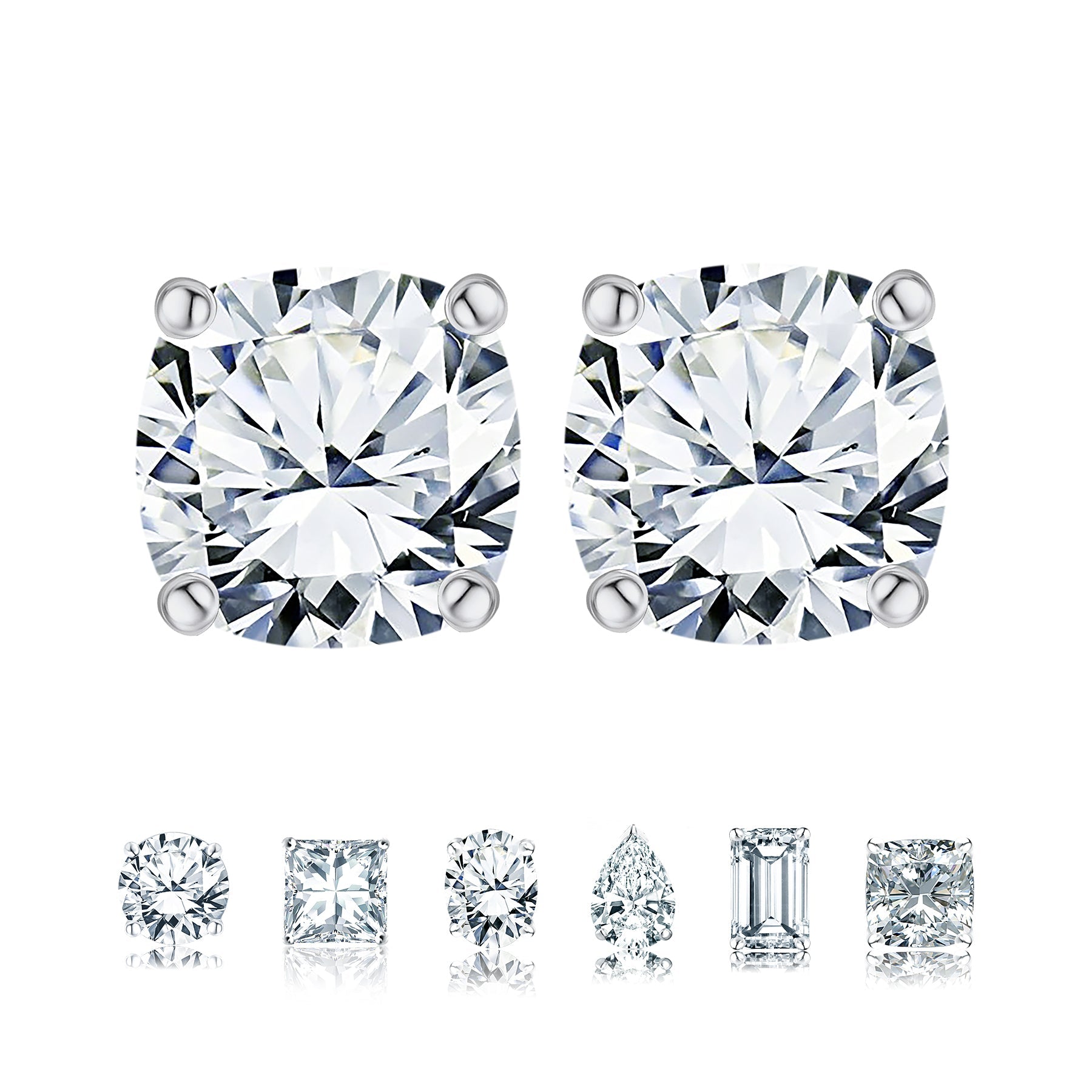 JeenMata 0.5 Carat Cushion Cut Moissanite - Solitaire Stud Earrings in 18k Yellow Gold Plating for Women