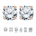 JeenMata 2 Carat Cushion Cut Moissanite 4 Prong Solitaire Stud Earrings in 18k Yellow Gold Plating for Women