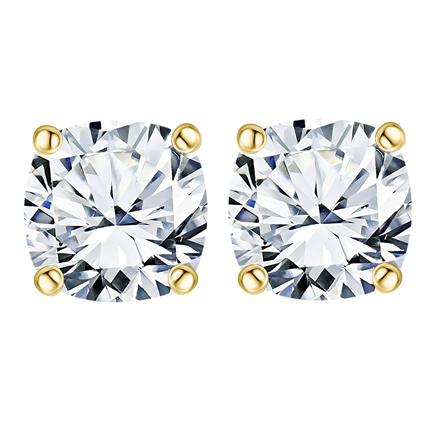 4 Carat Cushion Cut Moissanite 4 Prong Solitaire Stud Earrings In 18K White Gold Plating Over Silver