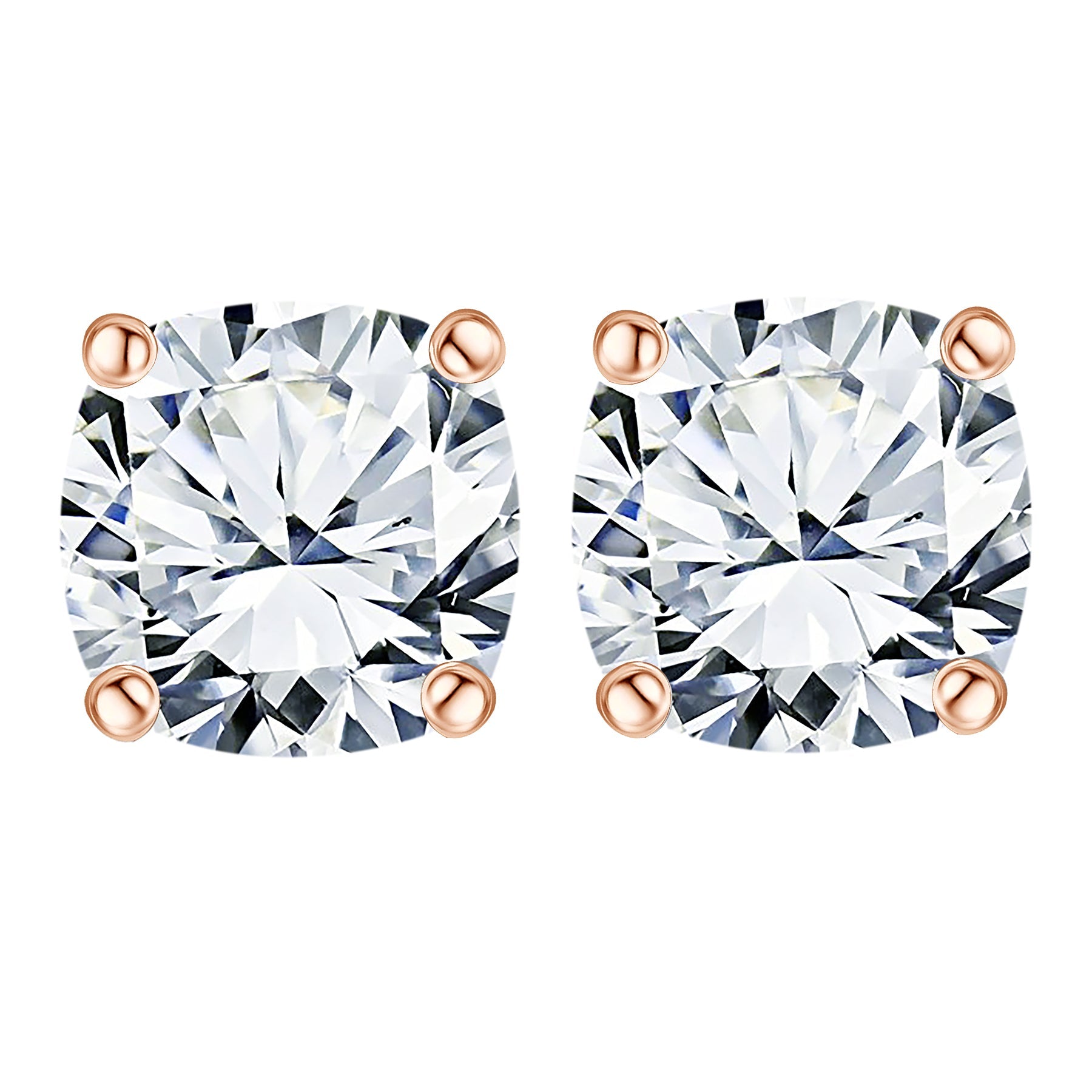 4 Carat Cushion Cut Moissanite 4 Prong Solitaire Stud Earrings In 18K White Gold Plating Over Silver