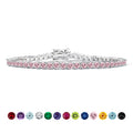 Classic 5.5 TCW Round Cut October - Pink Tourmaline - Birthstone Tennis Bracelet Eternity Design - White Gold Plating, Female, Adult