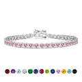 11 TCW Round Cut October - Pink Tourmaline - Birthstone Tennis Bracelet for Women in Eternity Design - White Gold Plating, Female, Adult