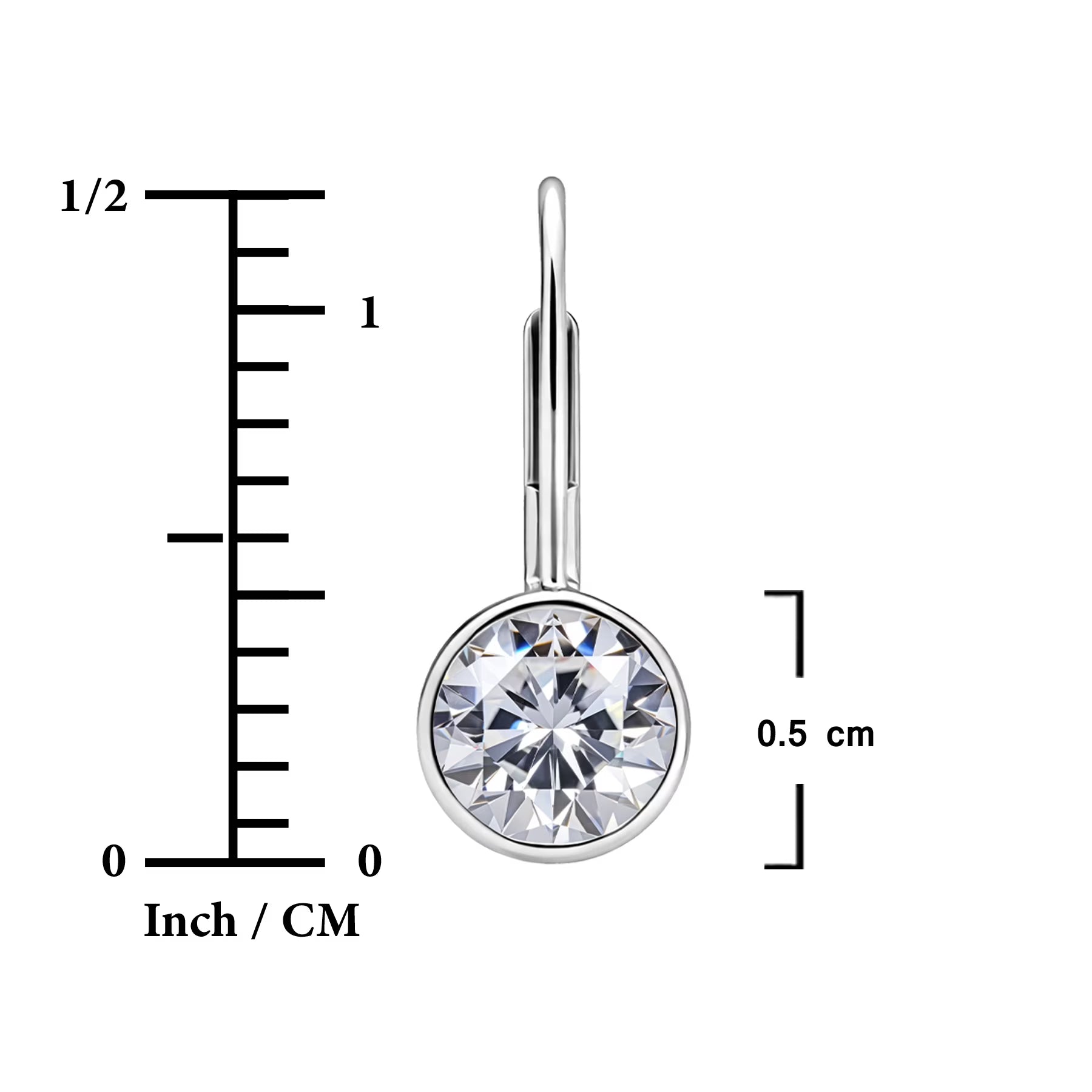 JeenMata 1 Carat Lab Grown Diamond Bezel Set Leverback Drop Earring - in 18K White Gold Plating Earrings for Women, Gift for Girlfriend, Mother, Her