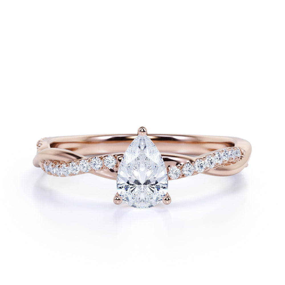 Teardrop 1.75 Carat Moissanite Infinity Engagement Ring