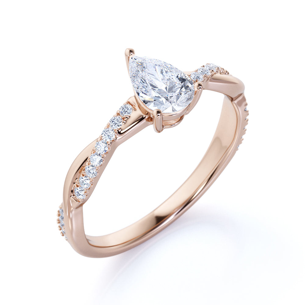 Teardrop 1.75 Carat Moissanite Infinity Engagement Ring