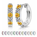JeenMata 2 Carat November Birthstone - Citrine & Cubic Zirconia Hoop Earrings - Multicolor Birthstone Earrings in 18K White Gold Plating for Women