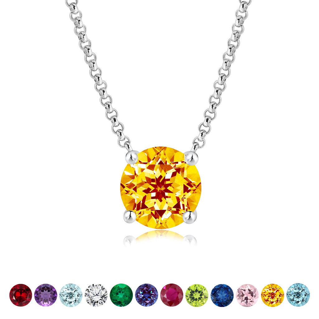 JeenMata 1 Carat Citrine - November Birthstone Solitaire Pendant Necklace in 18K Yellow Gold Plated, Female, Adult