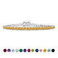 Classic 5.5 TCW Round Cut November - Citrine - Birthstone Tennis Bracelet Eternity Design - White Gold Plating, Female, Adult
