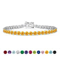 11 TCW Round Cut November - Citrine - Birthstone Tennis Bracelet for Women in Eternity Design - White Gold Plating, Female, Adult