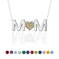 MOM Pendant Necklace - Yellow Stone - November Birthstone in 18K White Gold over Sterling Silver