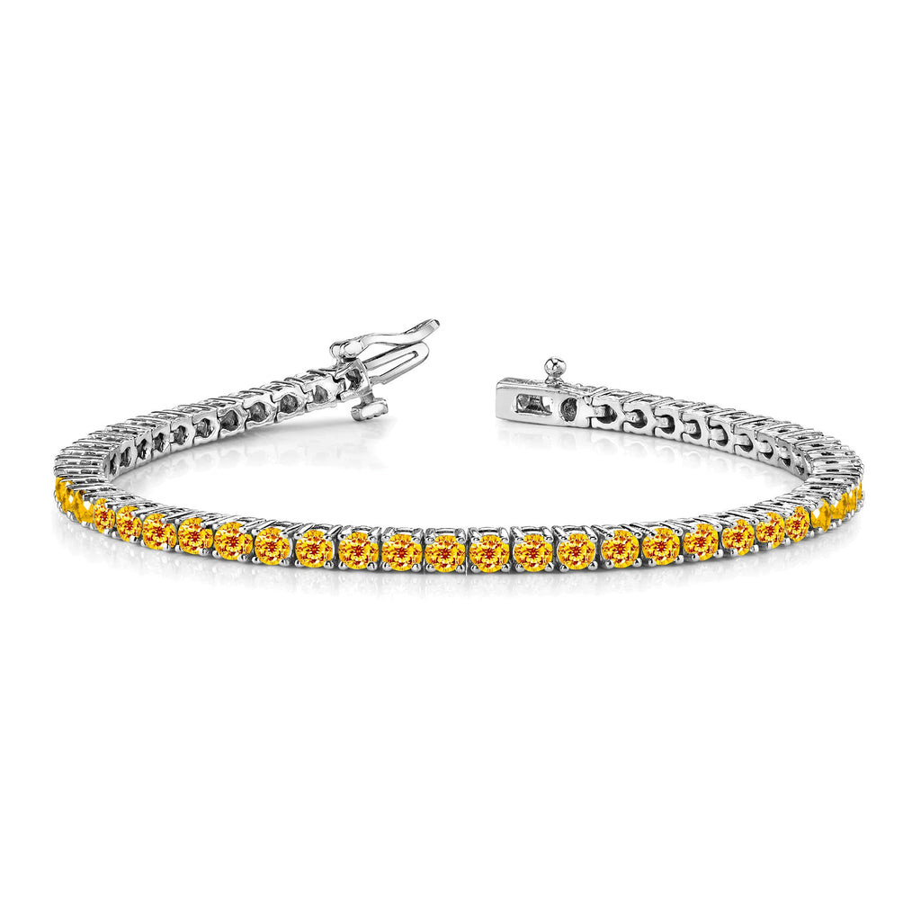 11 TCW Round Cut November - Citrine - Birthstone Tennis Bracelet for Women in Eternity Design - White Gold Plating, Female, Adult