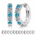 JeenMata 2 Carat December Birthstone - Blue Topaz & Cubic Zirconia Hoop Earrings - Multicolor Birthstone Earrings in 18K White Gold Plating for Women