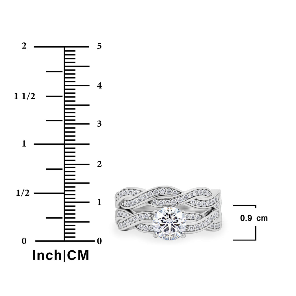 JeenMata 1.25 Carat Round Cut Moissanite Wedding Set - Bridal Set - Infinity Ring - Forever Ring - Promise Ring - 18k Black Gold Plated for Women