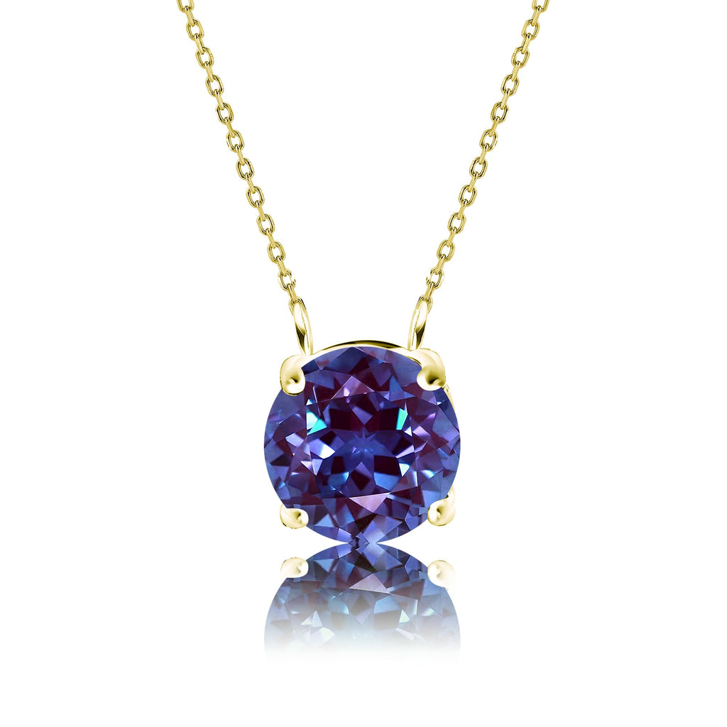 JeenMata 1 Carat Alexandrite - June Birthstone Solitaire Pendant Necklace in 18K Yellow Gold Plated, Female, Adult
