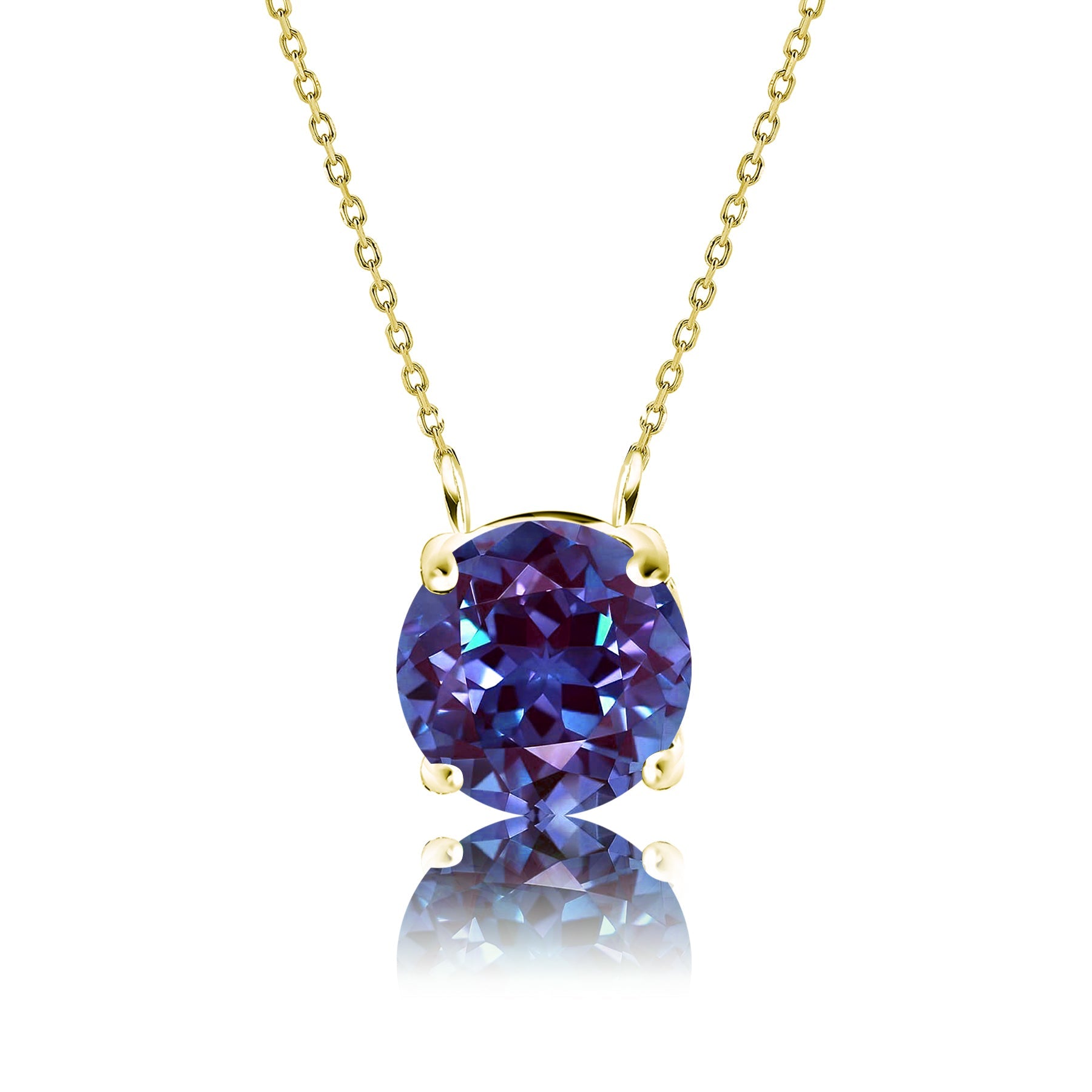 JeenMata 1 Carat Alexandrite - June Birthstone Solitaire Pendant Necklace in 18K Yellow Gold Plated, Female, Adult