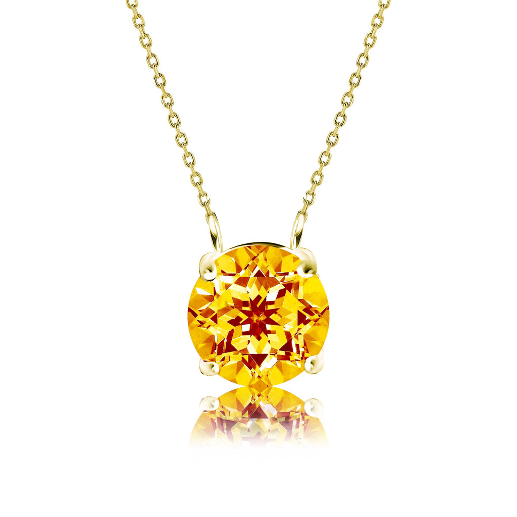 JeenMata 1 Carat Citrine - November Birthstone Solitaire Pendant Necklace in 18K Yellow Gold Plated, Female, Adult