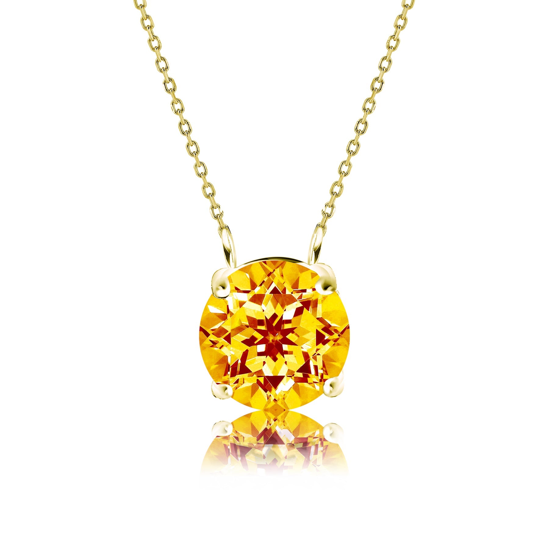 JeenMata 1 Carat Citrine - November Birthstone Solitaire Pendant Necklace in 18K Yellow Gold Plated, Female, Adult