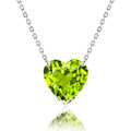 Gorgeous 1 Carat Heart Cut - SWAROVSKI Peridot - August Birthstone Pendant Necklace in 18K White Gold Plating over Silver