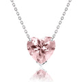 Gorgeous 1 Carat Heart Cut - SWAROVSKI Pink Tourmaline - October Birthstone Pendant Necklace in 18K White Gold Plating over Silver