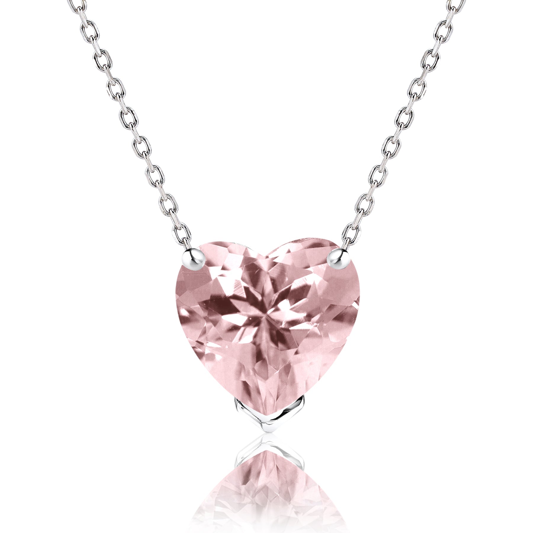 Gorgeous 1 Carat Heart Cut - SWAROVSKI Pink Tourmaline - October Birthstone Pendant Necklace in 18K White Gold Plating over Silver